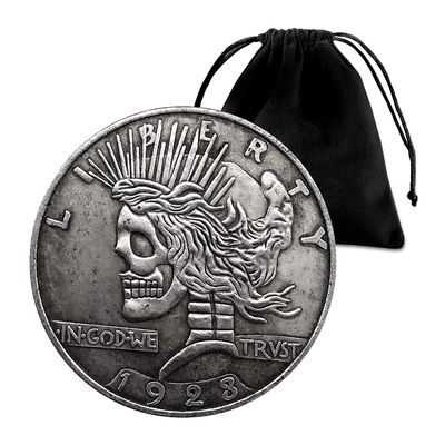 1923 Goddess of the Freedom Skull Hobo Coin Pendant Pouch - US Jewelry Dollar Liberty Eagle Lucky Morgan Pendant Arts Necklace Coin Bag