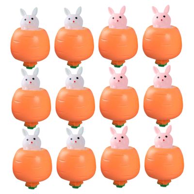 12 Pack Carrot Toy, Cute Squish Toys with Pop-Up Bunnies, Soft Sensory Fidget Toys for Stress Relief, Fun Desk Decor & Anxiety Relief