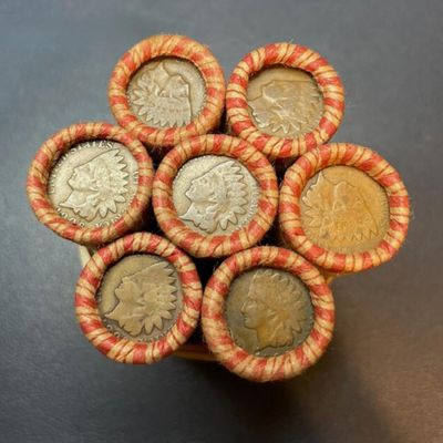 1 Crimped (Sealed) Roll, 1909-1958 Wheat Pennies with Indian Head Ender! 50 Coins, Average to Good Condition, Search for Errors, uncirculated Possible!