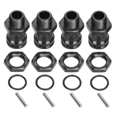 4pcs Wheel Extension Adapters, Wheel Extension Hex Drive Hub Adapters Widener, Aluminum Alloy 17mm Hex 23mm Wheels Extensions Adapterss for 1/8 RC Car Model (Black)