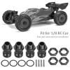 4pcs Wheel Extension Adapters, Wheel Extension Hex Drive Hub Adapters Widener, Aluminum Alloy 17mm Hex 23mm Wheels Extensions Adapterss for 1/8 RC Car Model (Black) view 2