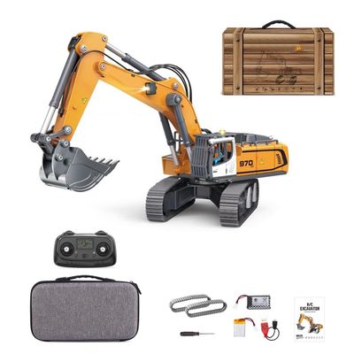 Mechryptic Metal RC Excavator Digger for Adults, 1/50 Scale 2.4GHz High Simulation RC Engineering Construction Vehicle with 360 Infinite Rotation, Full Screw Drive System, Gift for Adults