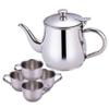 Ameble Kids Tea Set Includes Portable 330ml Stainless Steel Long Spout Teapot with Filter Screen and 4 70ml Cups for Children Camping Home Kids Tea Set, Small Teapot, Stainless Ste view 3