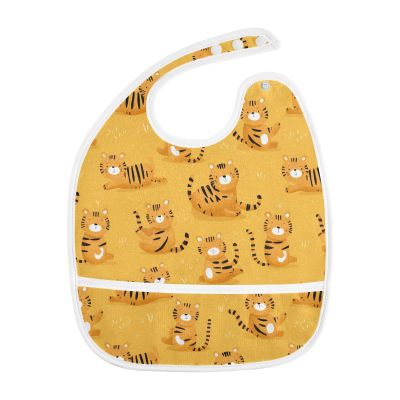 foixnub Baby Bibs for Boys Girls Cute Orange Tigers Newborn Drooling Bibs for Feeding Teething Soft Adjustable 1pack