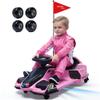 MOOITZ 24V Electric Wiggle Car, 360 Degrees Rotating Ride On Drift Car with 180W Brushless Motor, High/Low Speed, Lights, Music, Bluetooth, USB, Replacement Wheels, Go Cart for Kids, Pink view 2
