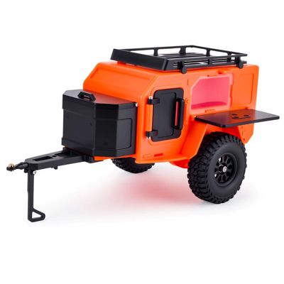 Clxdq-718 Plastic Off-Road Camping Trailer Utility Trailer with Stickers for 1/18 1/24 RC Crawler Car TRX4M SCX24 Upgrade Part (Orange)