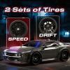Flypear All Terrain 1:16 Scale 4WD RC Car 40KM/H High Speed, 2.4GHz Remote Control Off Road Truck with RC390 Brushed Motor, LED Lights, Extra Drift Tires, 2 Rechargeable 1300mAh Batteries view 2