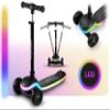 Ricokids Children's Scooter 3 Years - Tricycle Children's Scooter - Foldable Scooter with LED Light Deck - 20 Light Modes - 3-Level Height Adjustment - Leddi Black view 3