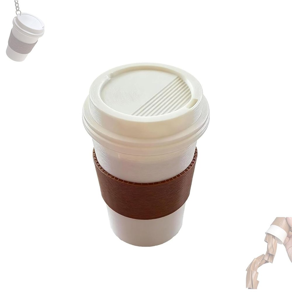 3D Printed Coffee Spill Fidget, Creative Coffee Cup Shaped Twist Sensory Keychain, Funny Stress Relief Desktop Decorative Gadget for Home & Office, Gift for Friends (3)