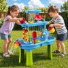 Sand Water Table for Toddlers 3-8, 3-Tier Sand and Water Table with Bonus Chair & Rich Accessories, Sensory Play Kids Water Table for Outdoor Beach Fun, Summer Birthday Gifts for Kids 1-3 4-8 view 2