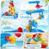 Sand Water Table for Toddlers 3-8, 3-Tier Sand and Water Table with Bonus Chair & Rich Accessories, Sensory Play Kids Water Table for Outdoor Beach Fun, Summer Birthday Gifts for Kids 1-3 4-8 view 3
