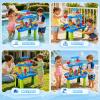 Sand Water Table for Toddlers 3-8, 3-Tier Sand and Water Table with Bonus Chair & Rich Accessories, Sensory Play Kids Water Table for Outdoor Beach Fun, Summer Birthday Gifts for Kids 1-3 4-8 view 4