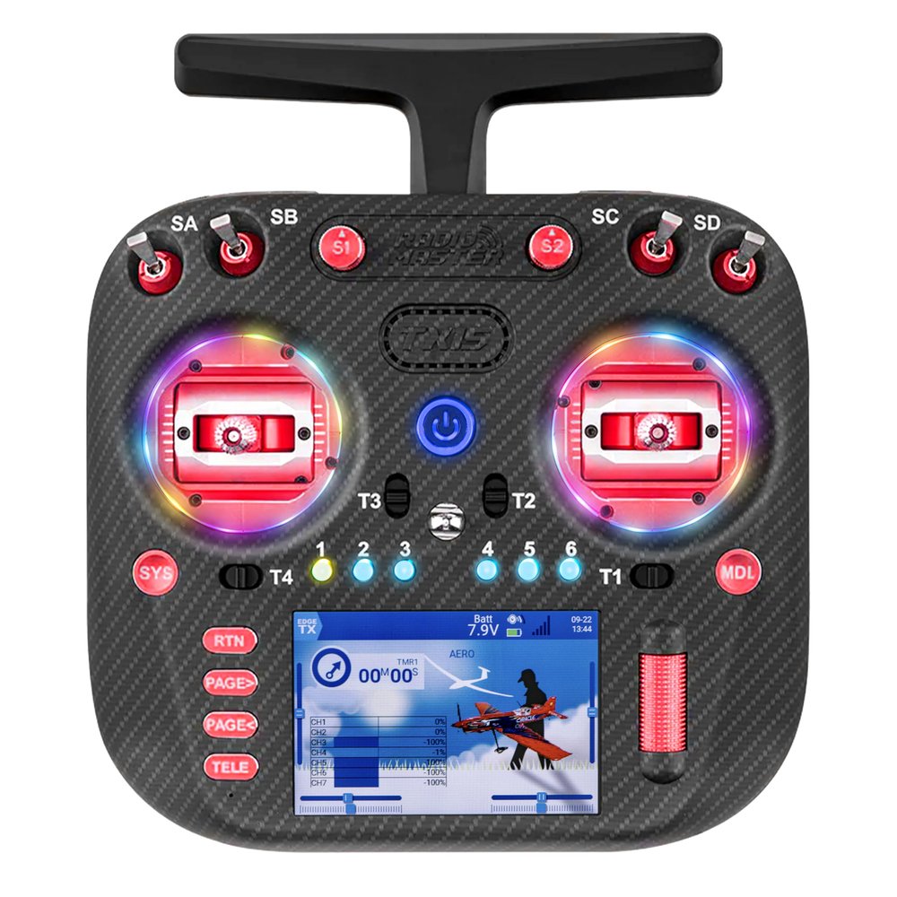 STARDRONE Radiomaster TX15 Max Radio Controller 16 Channel ELRS Transmitter, with AG02 CNC Hall Gimbals/3.5" IPS Touchscreen, Fits FPV Drones/Multirotors/RC Helicopter/Car Boats, Mode 2 (Mode 2 Red)
