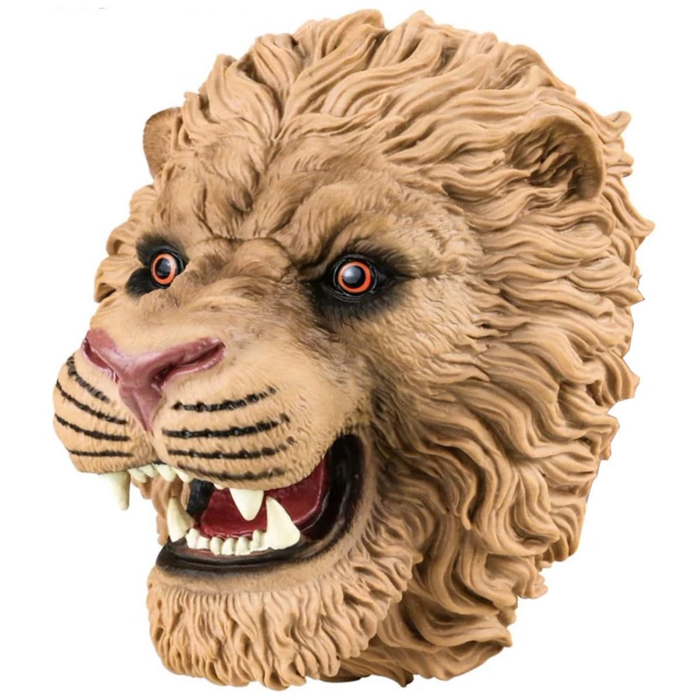 Dinosaur and Jungle Animal Realistic Latex Soft Headwear Toys Party Show Imaginative Play Hand Puppets (Lion)