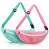 Seashell Bag for Kids, 2Pcs Mesh Beach Bags Zippered Beach Toy Bag with Adjustable Strap, Seashell Collecting Bags Waist for Boys Girls view 1