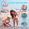 Seashell Bag for Kids, 2Pcs Mesh Beach Bags Zippered Beach Toy Bag with Adjustable Strap, Seashell Collecting Bags Waist for Boys Girls view 3
