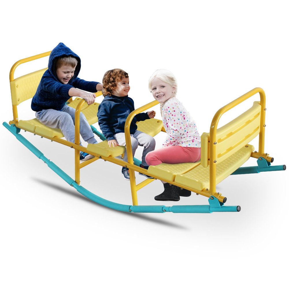 Kindergarten Children Outdoor Rocking Horse, Outdoor Park Playground Equipment Double or Triple Seesaw Swinging Fun