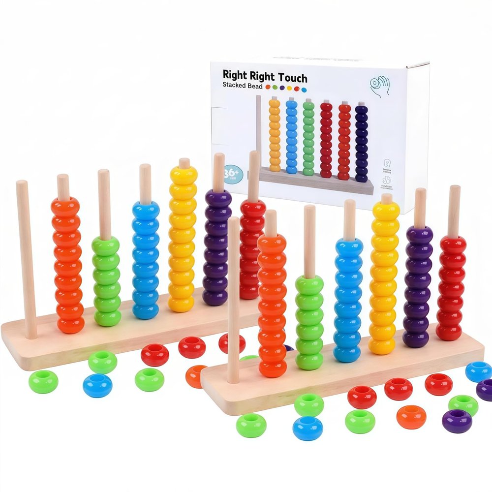 PanniOhye Color Matching Stacking Puzzle Game for Kids & Adults Fast-Paced Pattern Challenge Ring Stack Brain Teaser 2 Player Competitive Tabletop Game Night Set with Racks, 60 Rings