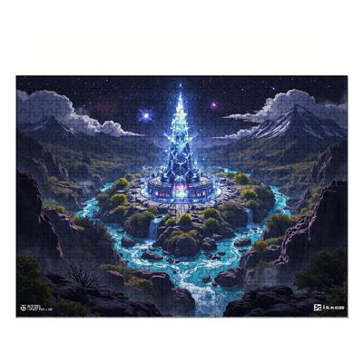WRJGLS 500 1000 Piece Puzzle for Adults Magical Tower, Starry Sky, Mountainous Landscape, Eco-Friendly Recycled Paper Fun & Challenging Family Game Gift for Friends and Family