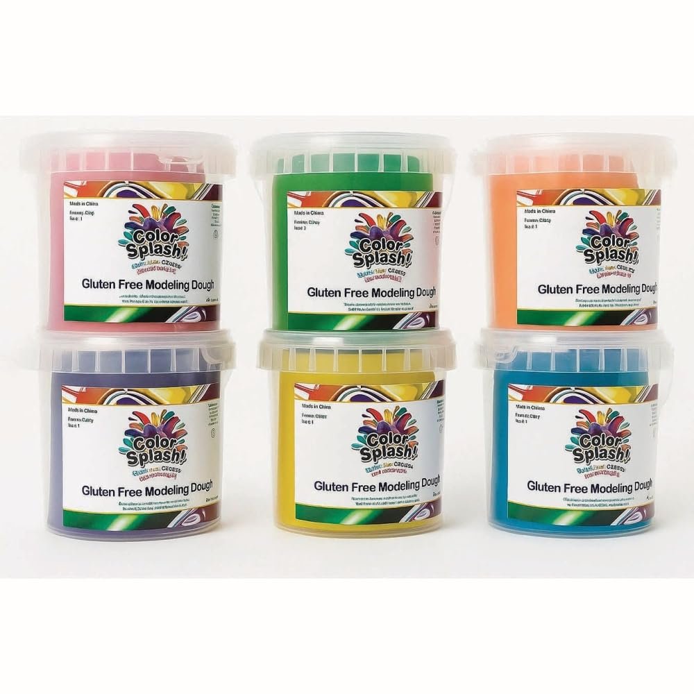 Color Splash Wheat & Gluten Free Classic Dough, 6 Colors, 2.2 lb Each (Set of 6) Non-Toxic, Allergen-Free Modeling Dough for Kids, Classroom & Sensory Play