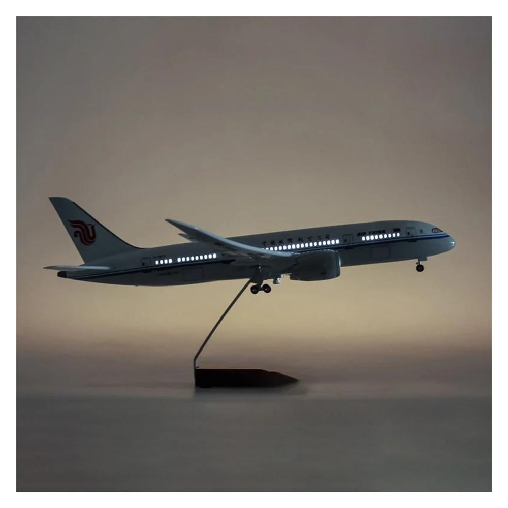 ALHROEUO Miniature Scale 43CM 1 130 for B787 Aircraft Model with Wheel & Light Resin Airplane Collection Souvenir Flying Toy Game Kits(with Lights)