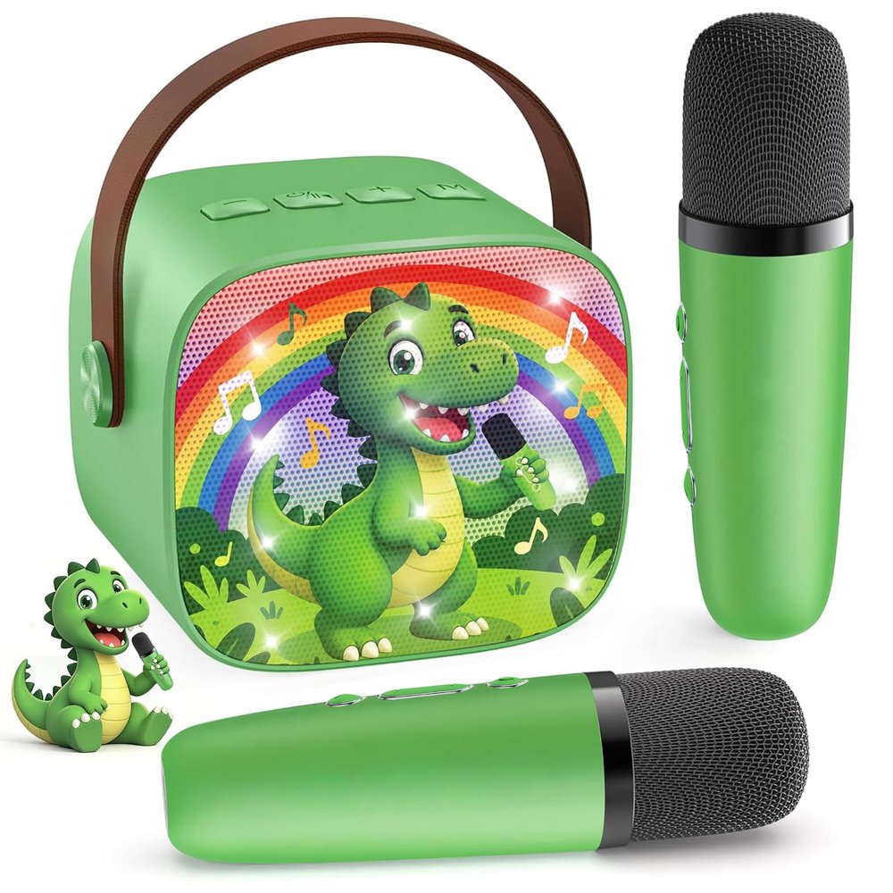 YLL Karaoke Machine for Kids, Portable Mini Speaker with 2 Wireless Microphones, Kids Toy Gifts for Boys Ages 3, 4, 5, 6, 7, 8, 9, 10+ Years Old, 4-12th Birthday Singing Home Family Party