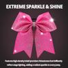 JCLIFE Large Glitter Cheer Bow with Iridescent Rhinestones 7.5" Pink view 3