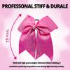 JCLIFE Large Glitter Cheer Bow with Iridescent Rhinestones 7.5" Pink view 4