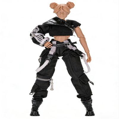 1/12 Scale Black Short-Sleeve Work Pants Set for 6" Body Action Figure, Action Doll Clothes for Women Action FiguresNo Figure