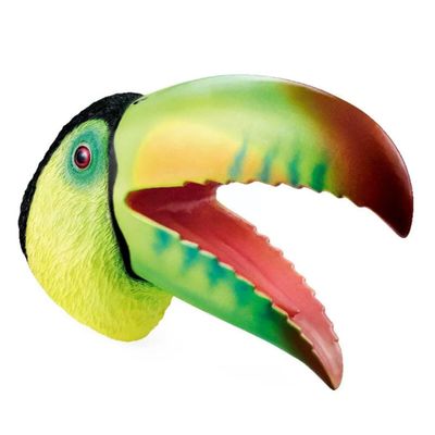 Dinosaur and Jungle Animal Realistic Latex Soft Headwear Toys Party Show Imaginative Play Hand Puppets (Toucan)