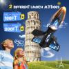 ZeroPhear Rocket Launcher for Kids, 200 ft Auto Launching Spinner Rocket Toy with LED and Safety Parachute, 2-Altitude Launch, USB Rechargeable, Outdoor Toys Gift for Boys Ages 8-13 (Blue) view 4