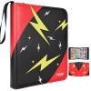 Premium Trading Card Storage Album,9 Pocket 40 Side Pages, 360 Cards,Black Zipper Binder for Collectible Games, Sports Card Organization&Protection (Black/Red) view 1