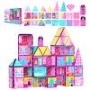 52PCS Magnetic Building Tiles, Build a Fashion Doll House Set, Pink, Girls Ages 3+ view 1