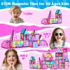 52PCS Magnetic Building Tiles, Build a Fashion Doll House Set, Pink, Girls Ages 3+ view 4