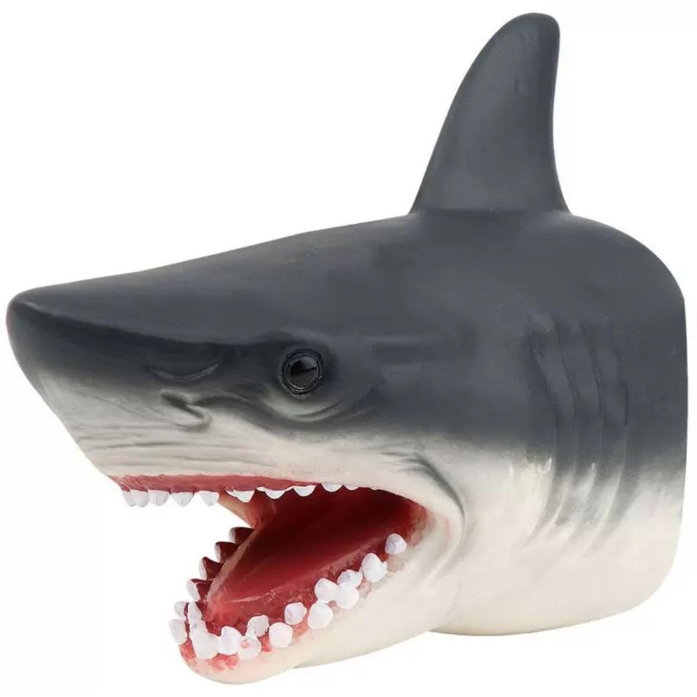Dinosaur and Jungle Animal Realistic Latex Soft Headwear Toys Party Show Imaginative Play Hand Puppets (Shark)
