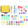 57Pcs Sponge Paint Brushes Letters Stamp Kit with Apron, Toddler Painting Tools Set, Reusable Foam Art Craft Brushes for Kids Ages 2-6, Includes Alphabet Stamps and view 3