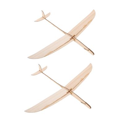 FRCOLOR 2pcs Wooden Glider Airplane Toy: Hand-Throw Model - Blank Unfinished Wood Glider for Painting Assembly - Fun Outdoor Toy for Boys Ages 4 & Up