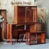 Clear Acrylic Display Case with Solid Wood Frame, Small Show Case Cabinets for Figures, Stackable Acrylic Box for Showroom(27.5x22.5x14.3cm/10.8x8.9x5.6in) view 4