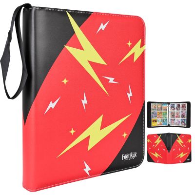 Premium Trading Card Storage Album,9 Pocket 40 Side Pages, 360 Cards,Black Zipper Binder for Collectible Games, Sports Card Organization&Protection (Red/Black)