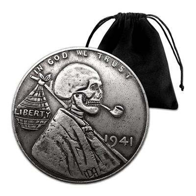 1941 Pipe Smoker Vagrant Hobo Coin Pendant Pouch - U.S Jewelry Dollar Liberty Eagle Lucky Morgan Pendant Arts Challenge Coin Pendant Bag