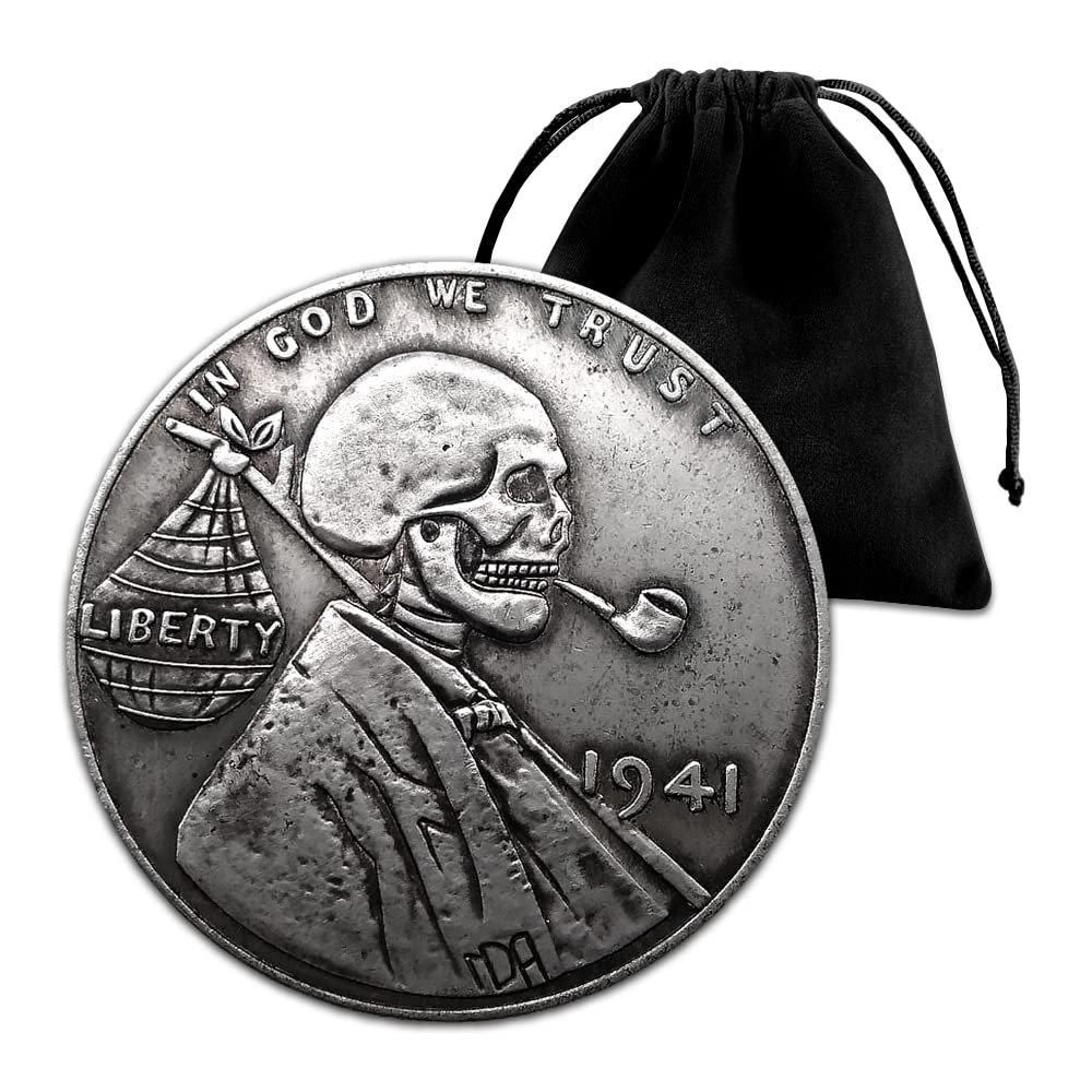1941 Pipe Smoker Vagrant Hobo Coin Pendant Pouch - U.S Jewelry Dollar Liberty Eagle Lucky Morgan Pendant Arts Challenge Coin Pendant Bag