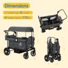 TODECARE Wagon Stroller for 2 Kids, Foldable All-Terrain Push Wagon, Gray view 3