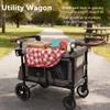 TODECARE Wagon Stroller for 2 Kids, Folding All Terrain 2-Seater Push Wagon w/Removable Canopy, 5-Point Harness, Adjustable Handles, Shock-Absorbing Wheels, Quad Stroller for Toddlers (Gray) view 4