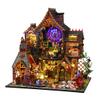 3D Wooden Puzzle, Miniature Magic Forest Castle DIY Model Kit with LED Light & Dust Cover, Halloween Fantasy Journey Assembly Desk Decor Display Gift for Adults Youth (Kit Version) view 1