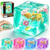 1Pc Ice Cube Squishy Stress Balls,Slow Rising Sensory Fidget Toy with Marine Shells Inside Square Soft Sensory Anxiety Relief Squeeze Cube for Adults Teens Kids(Green) view 1