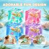 1Pc Ice Cube Squishy Stress Balls,Slow Rising Sensory Fidget Toy with Marine Shells Inside Square Soft Sensory Anxiety Relief Squeeze Cube for Adults Teens Kids(Green) view 3