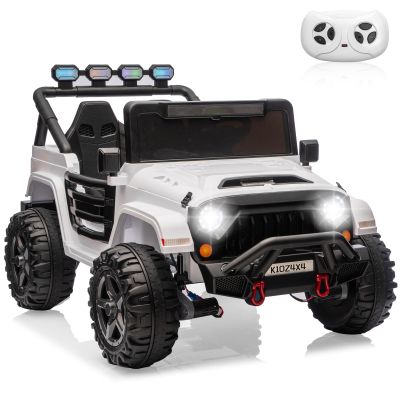 2 Seater Ride on Car Toy for Kids, 24V 4x4 Ride-on Truck, w/Parent Control, Soft Start, 3 Speed, 4-Wheeler Suspension, Bluetooth, LED Lights, Electric Car for Kids Toddler Ages 3-8, White