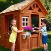 Kids Playhouse, Outdoor Wooden Kids Playhouse, Adventures Cottage Playset with Flowerpot Holder for Backyard, 42" Lx46 Wx55 H view 1