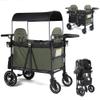 TODECARE Wagon Stroller for 2 Kids, Foldable All-Terrain Push Wagon, Green view 1