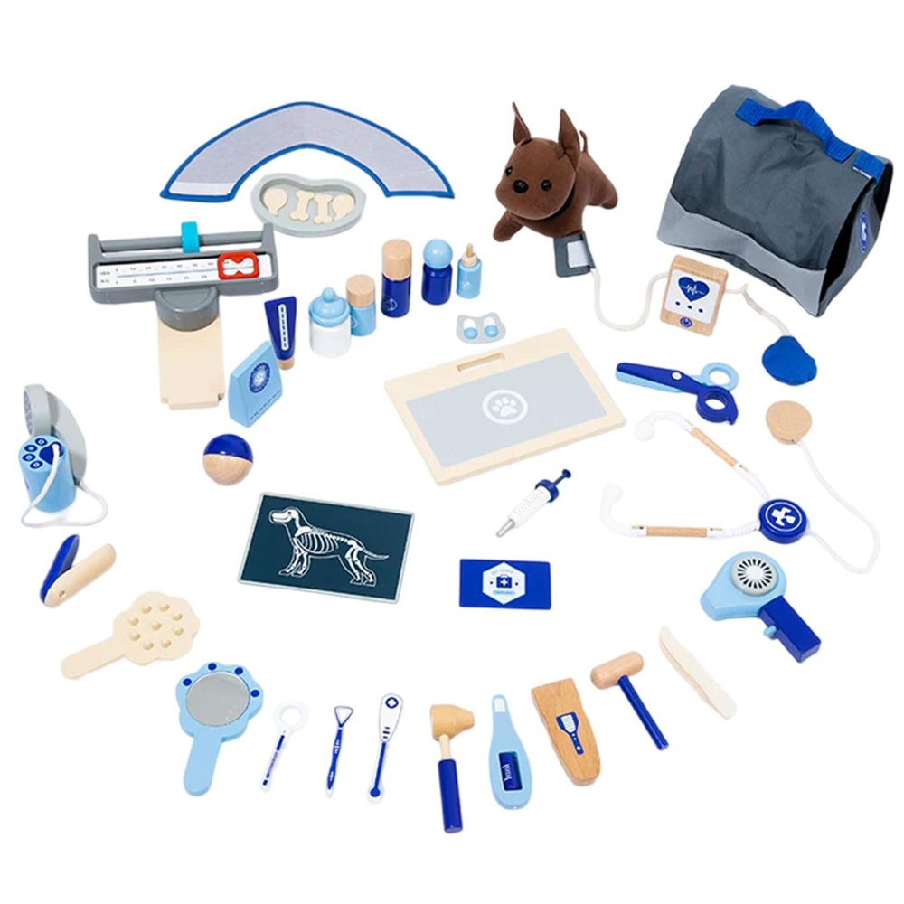lstyty Montessori Wooden Pet Vet Pretend Play Set, Animal Care & Fine Motor Educational Toy for Kids 3+ Years